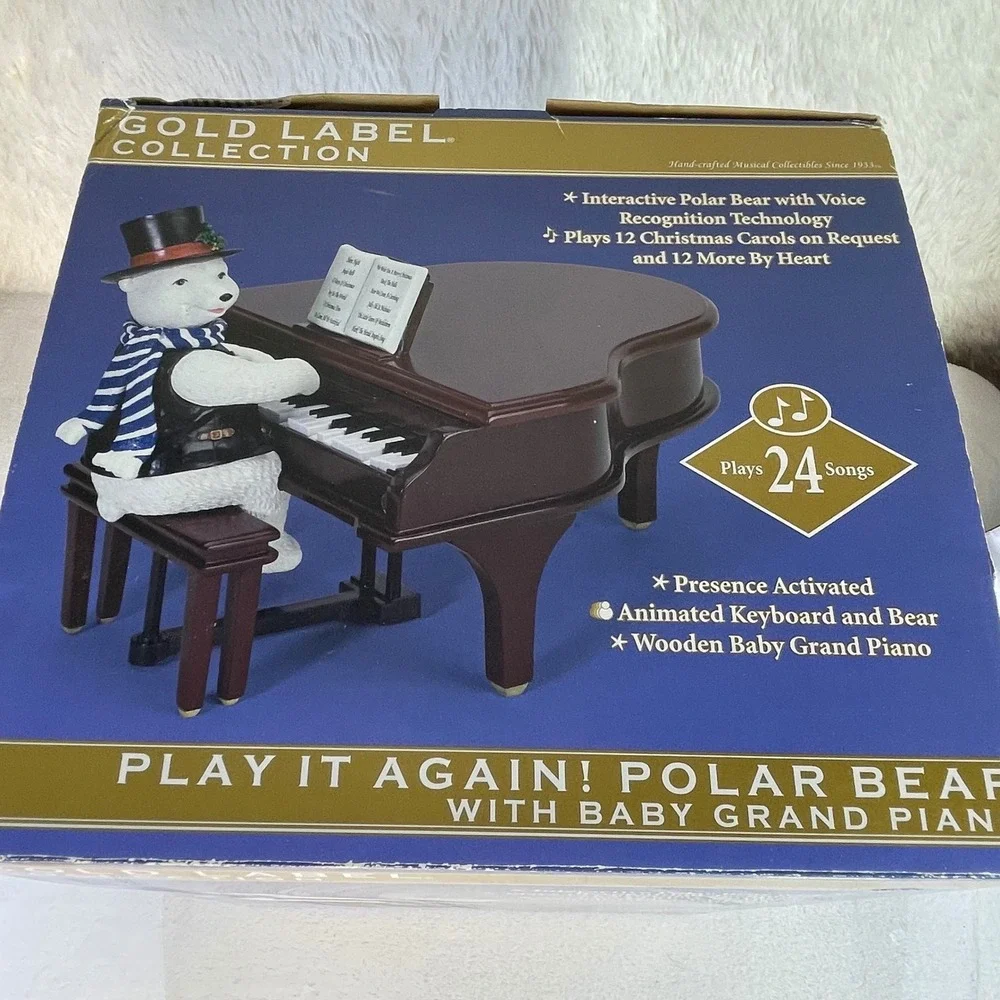 NEW in Box Vintage Mr Christmas Gold Label Polar Bear Animated Musical Piano